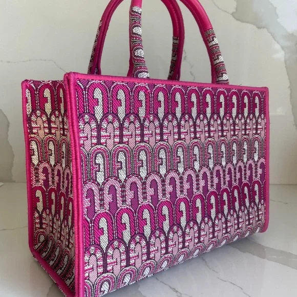 FURLA opportunity pink monogram-jacquard tote bag SUMMER BARBIECORE MOB WIFE - Picture 3 of 9